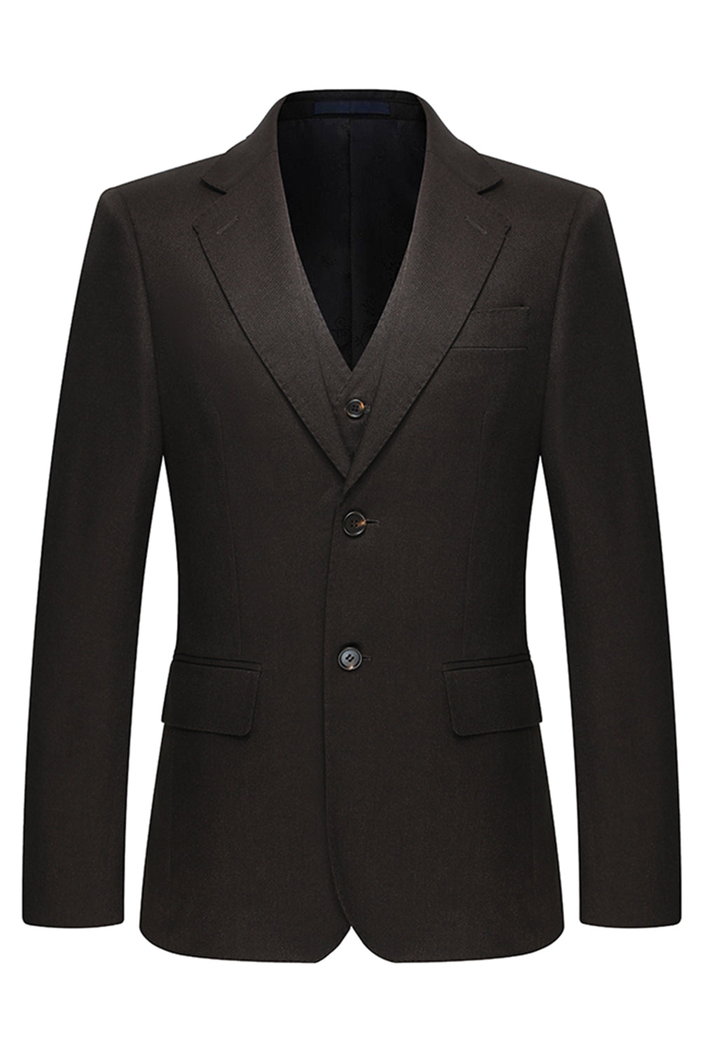 Coffee 3 Piece Single Breasted Notched Lapel Men's Business Suits