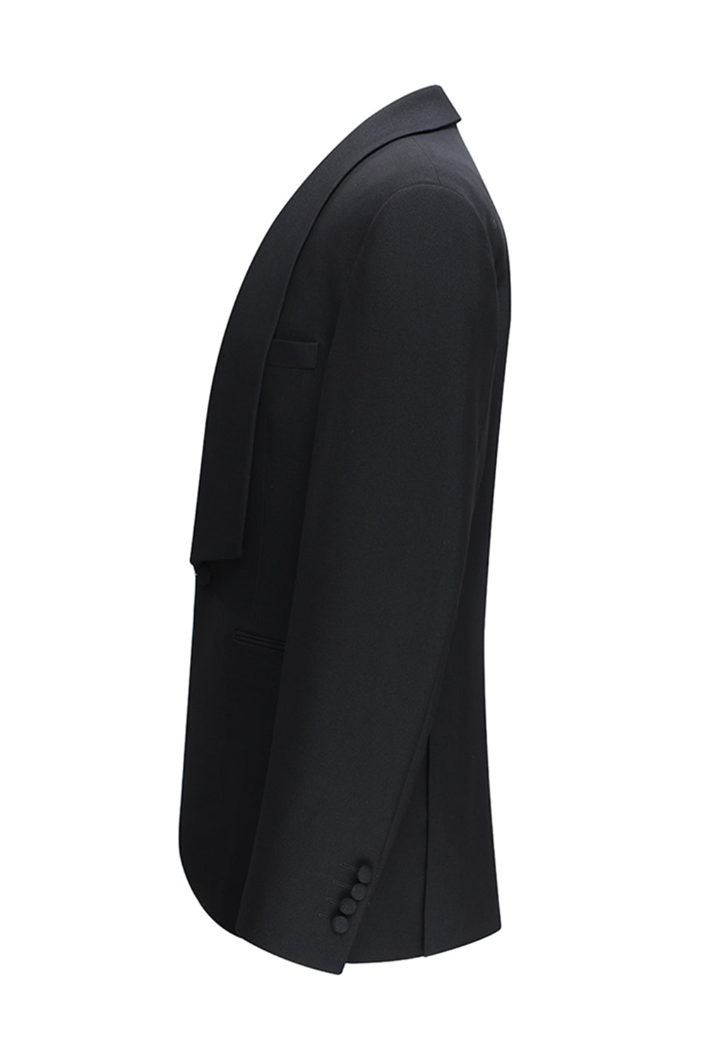 Black One Button Shawl Lapel 3 Piece Men's Suits