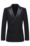 Slim Fit Peak Lapel 2 Piece Men's Black Suits