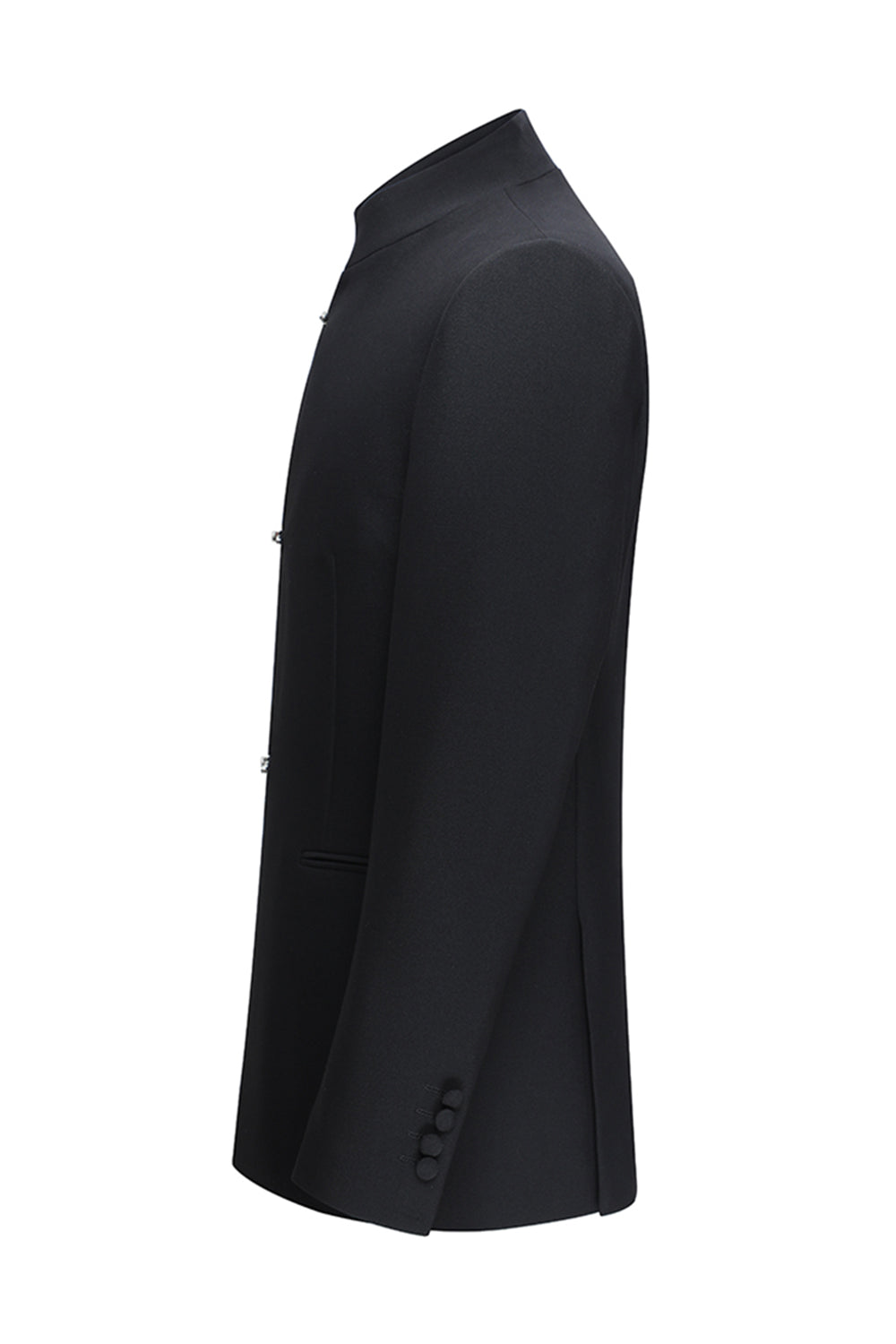 Black Slim Fit Men's 2 Piece Mandarin Collar Suit