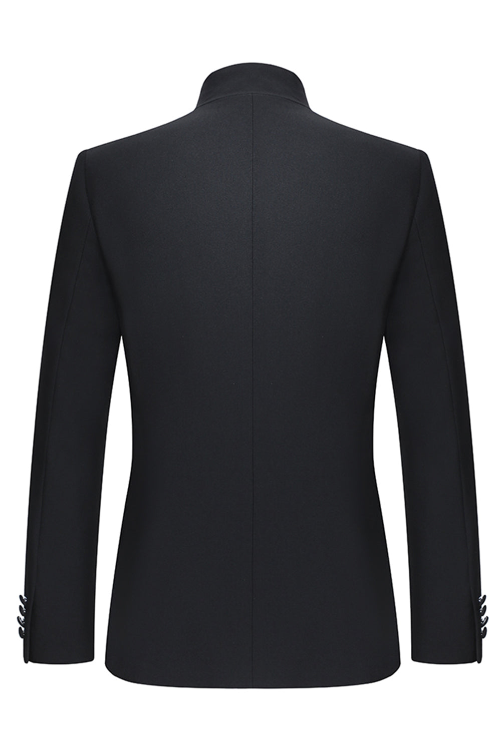 Black Slim Fit Men's 2 Piece Mandarin Collar Suit