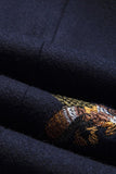 Navy Notched Lapel One Button Embroidered Men's Blazer