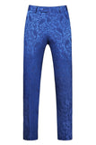 Peak Lapel Jacquard 2 Piece Blue Double Breasted Men's Suits