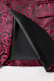 Dark Red Jacquard Shawl Lapel Men's Prom Blazer