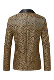 Dark Red Jacquard Shawl Lapel Men's Prom Blazer