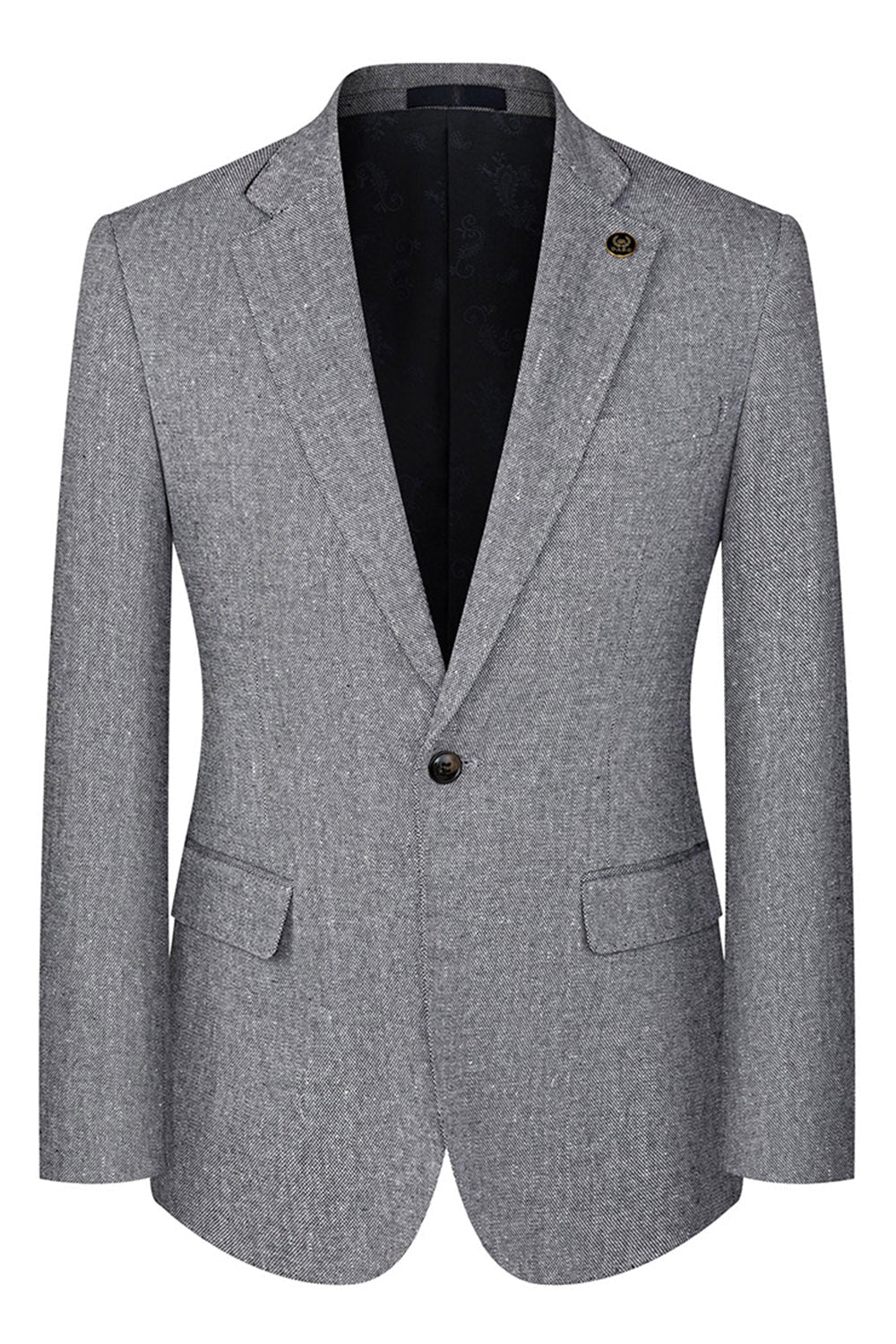 3 Piece Slim Fit Notched Lapel Men's Grey Suits
