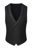 Slim Fit 3 Piece Peak Lapel Men's Black Suits