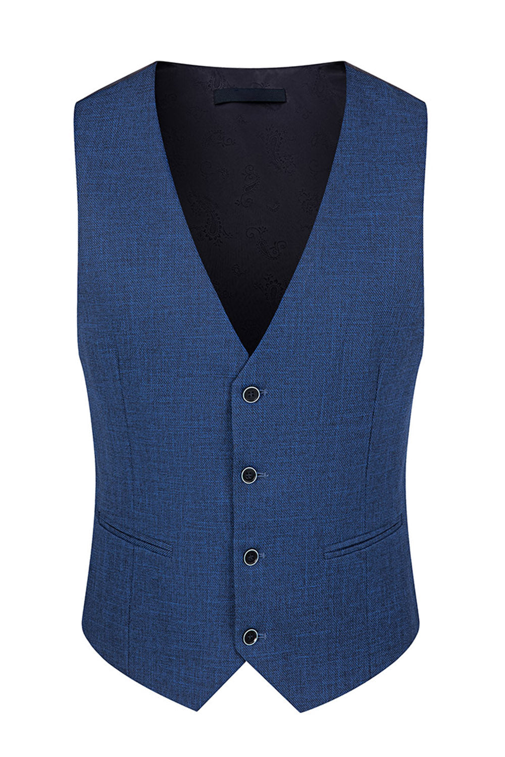 Peacock Blue Peak Lapel One Button 3 Piece Men's Suits