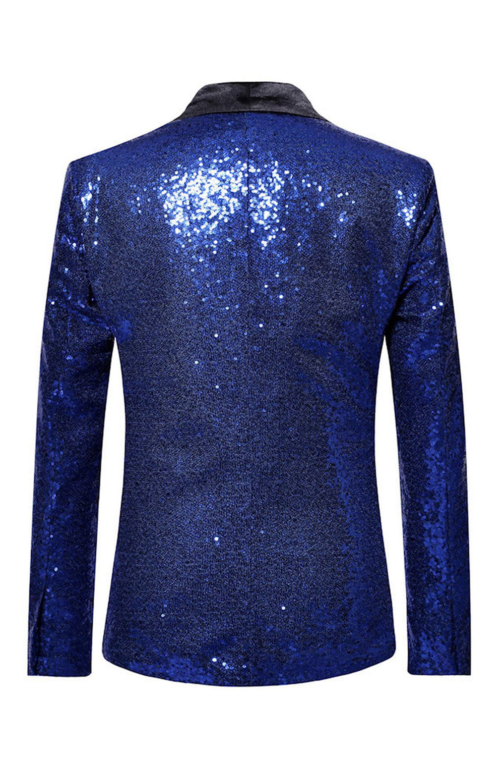 Sparkly Blue Shawl Lapel One Button Men's Prom Blazer