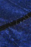 Sparkly Blue Shawl Lapel One Button Men's Prom Blazer