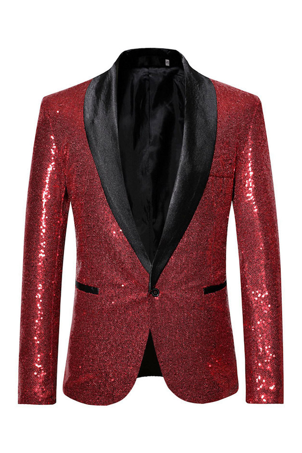 Sparkly Blue Shawl Lapel One Button Men's Prom Blazer