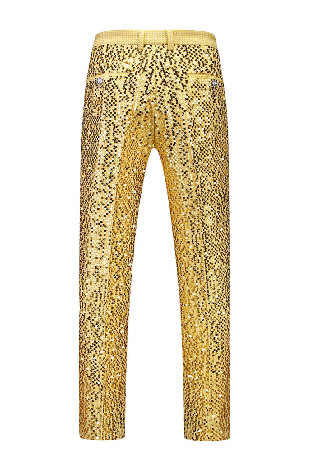 Sparkly Golden Notched Lapel Sequins 2 Piece Prom Suits