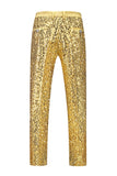 Sparkly Golden Notched Lapel Sequins 2 Piece Prom Suits