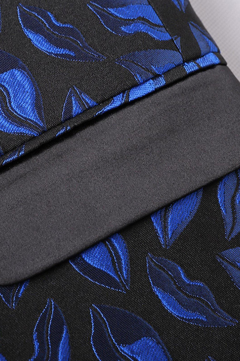 Blue Printed Notched Lapel Men's Blazer