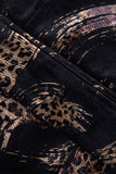 Men's Black Golden Printed Notched Lapel Prom Blazer