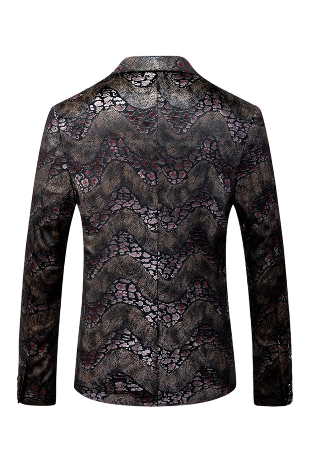 Black Printed Notched Lapel Men's Prom Blazer