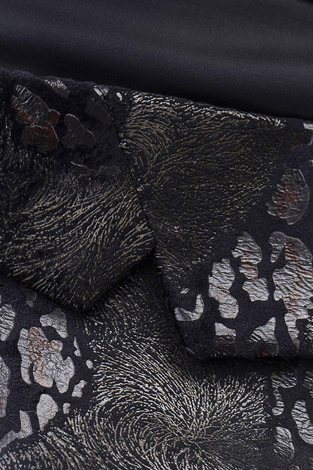 Black Printed Notched Lapel Men's Prom Blazer