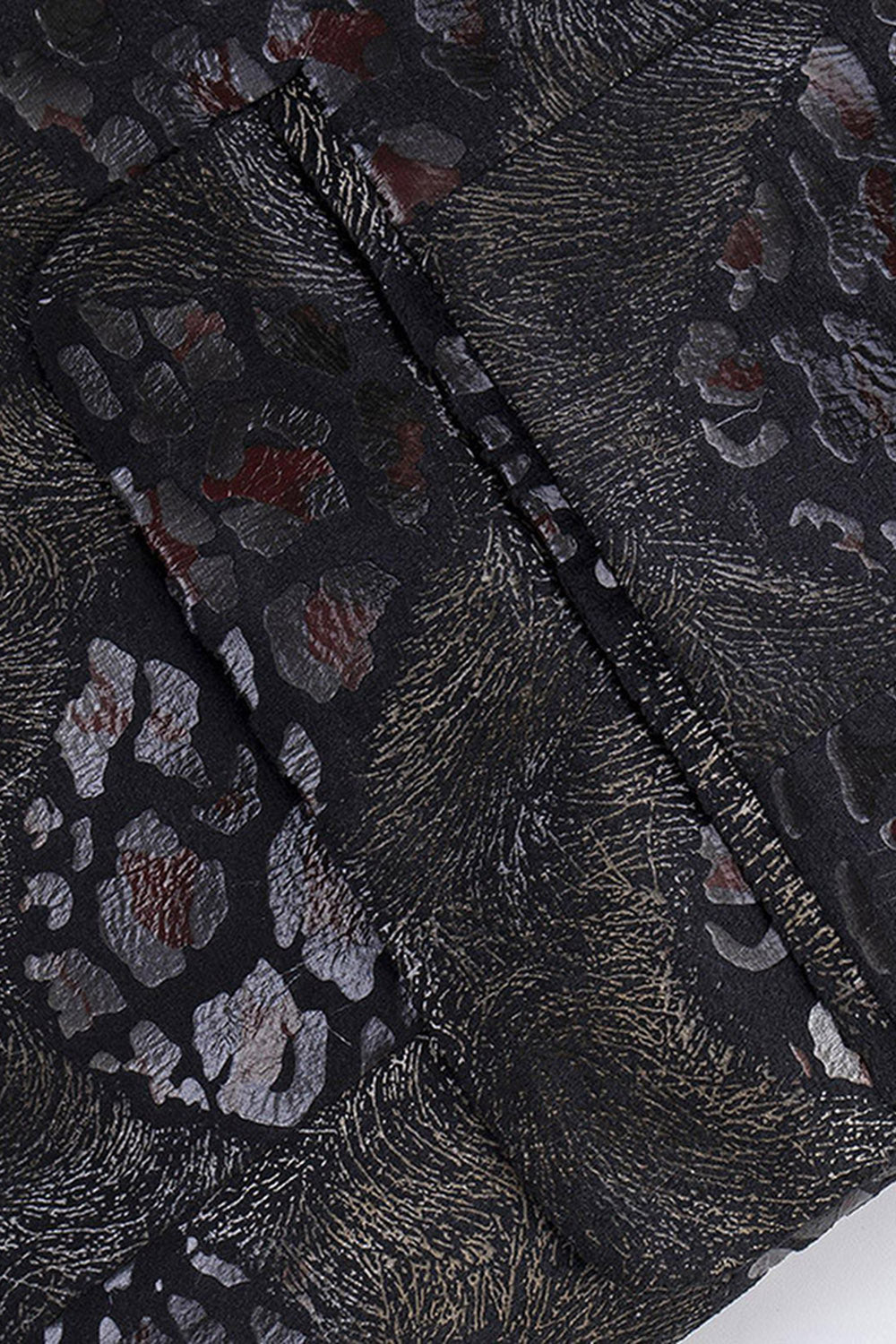 Black Printed Notched Lapel Men's Prom Blazer