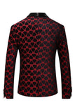 Black Red Shawl Lapel Printed Prom Blazer