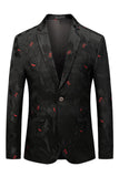 Black Jacquard Notched Lapel Prom Blazer