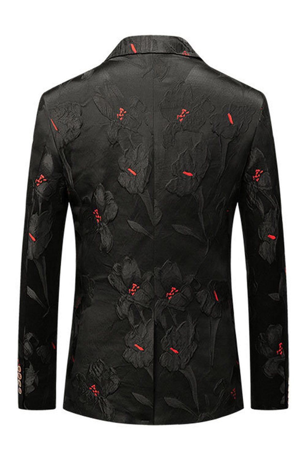 Black Jacquard Notched Lapel Prom Blazer
