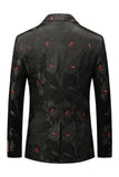 Black Jacquard Notched Lapel Prom Blazer