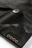 Black Jacquard Notched Lapel Prom Blazer