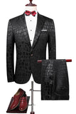 Black Texture Peak Lapel 2 Piece Prom Suits