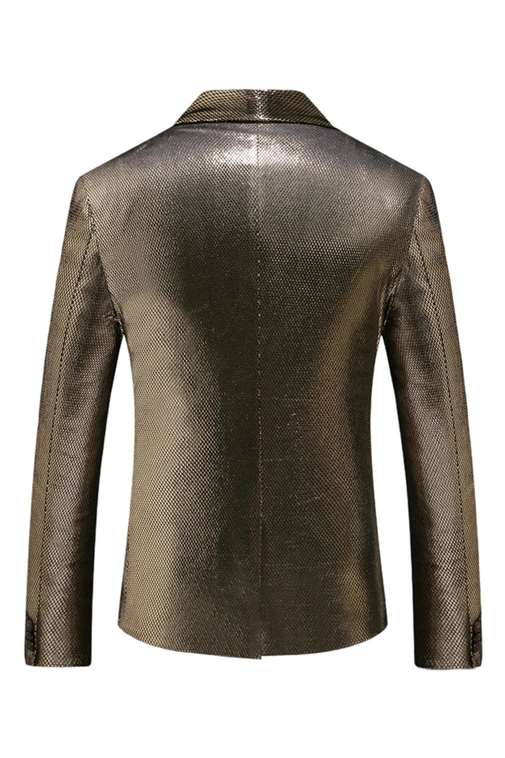 Golden Metallic Shawl Lapel Men's Prom Blazer