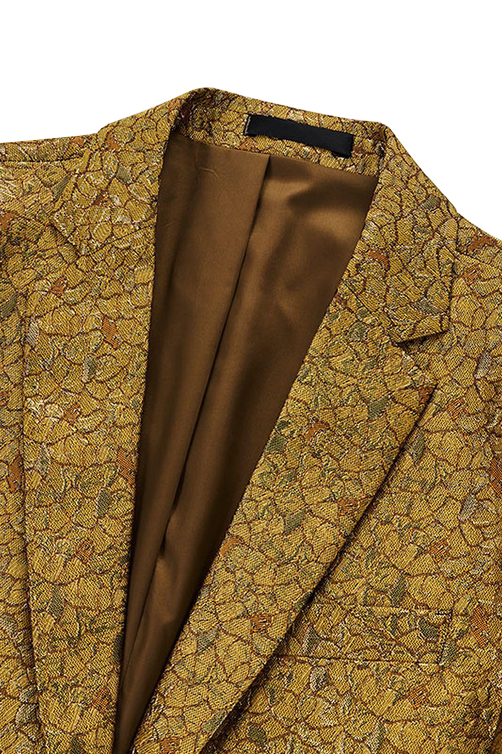 Sparkly Golden Notched Lapel Texture Prom Blazer