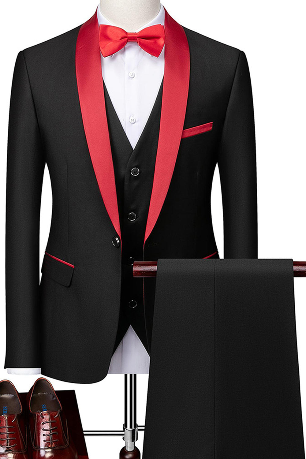Grey Shawl Lapel Single Breasted Men's Suits