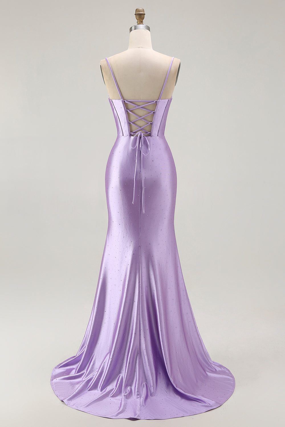Purple Mermaid Corset Ruched Long Prom Dress with Ruffled Slit