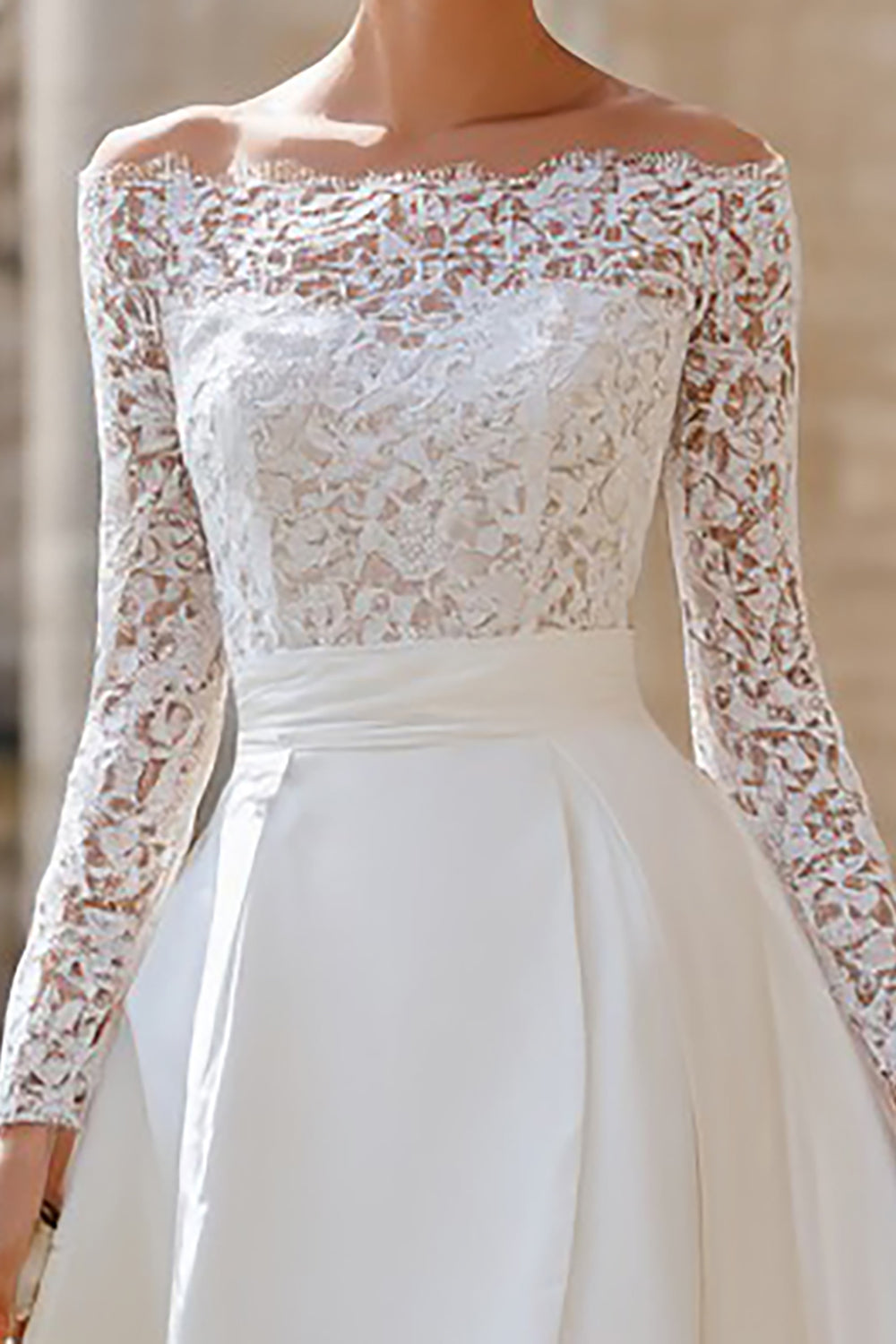 Ivory Off the Shoulder A Line High-Low Engagement Dress with Lace