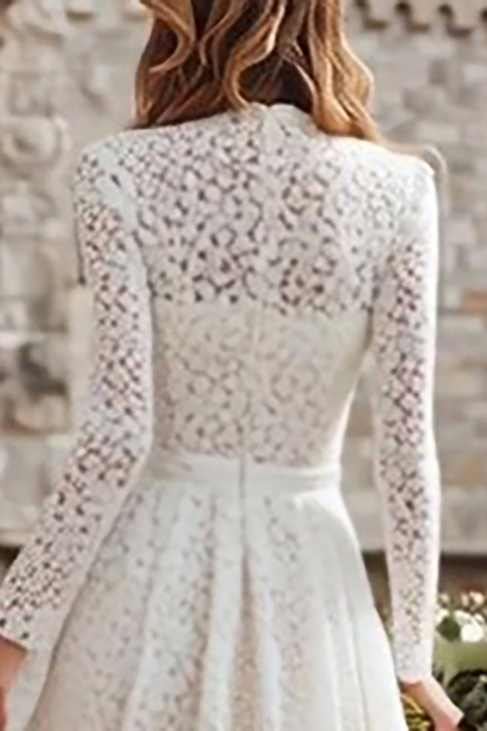 Ivory Lace A Line High Neck Rehearsal Dinner Dress