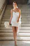 Strapless White Sheath Short Courthouse Wedding Dress