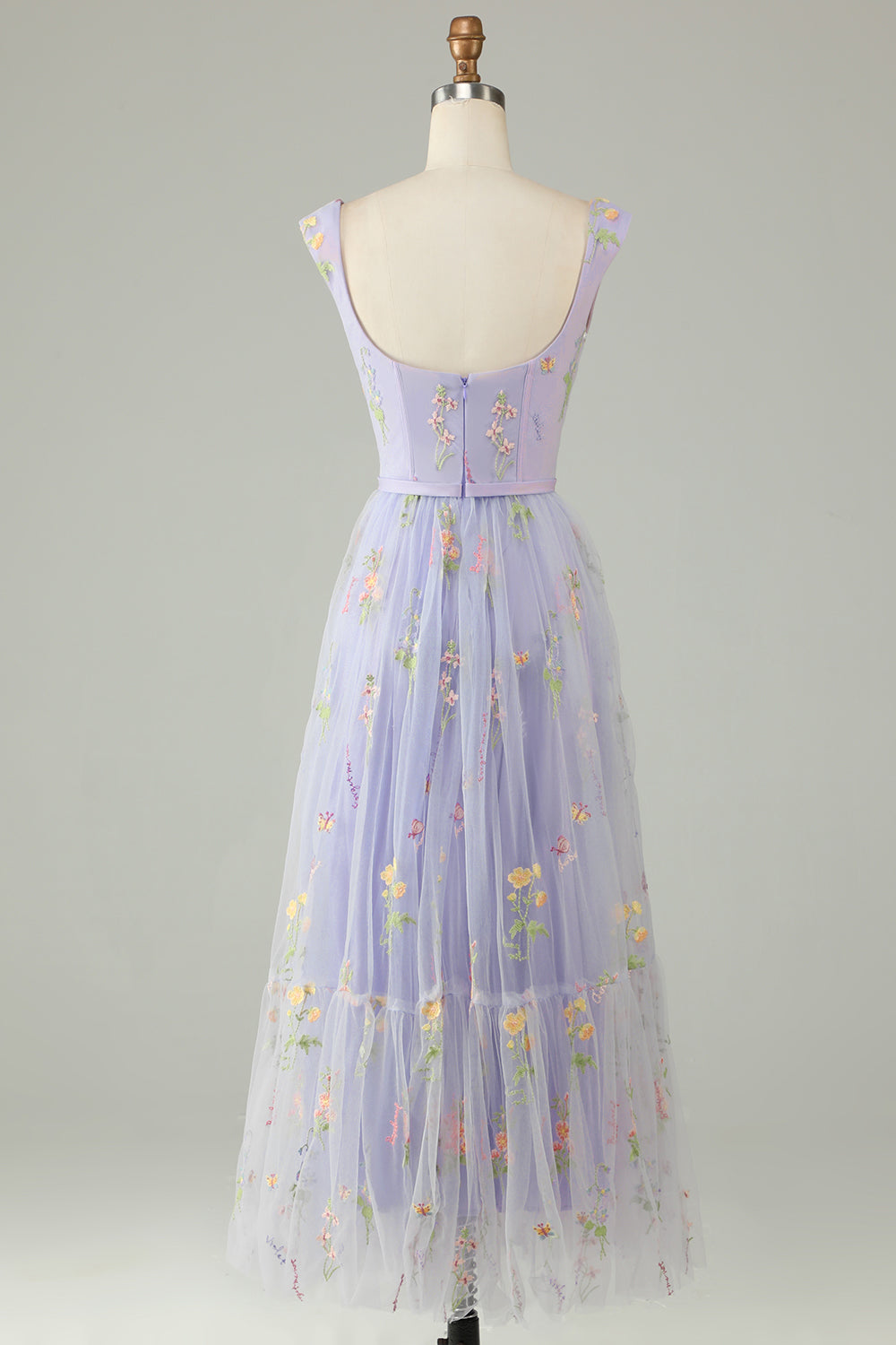 Princess A Line Sweetheart Light Purple Long Prom Dress with Embroidery