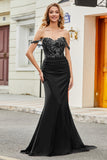 Dark Green Mermaid Off the Shoulder Long Prom Dress