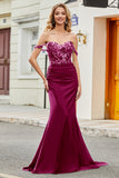 Dark Green Mermaid Off the Shoulder Long Prom Dress