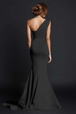 Khaki Mermaid One Shoulder Long Formal Dress
