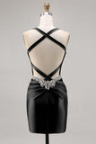 Corset Satin Bodycon Dark Green Cocktail Dress