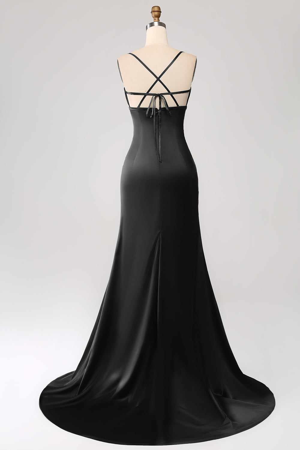 Dark Green Mermaid Spaghetti Straps Satin Prom Dress
