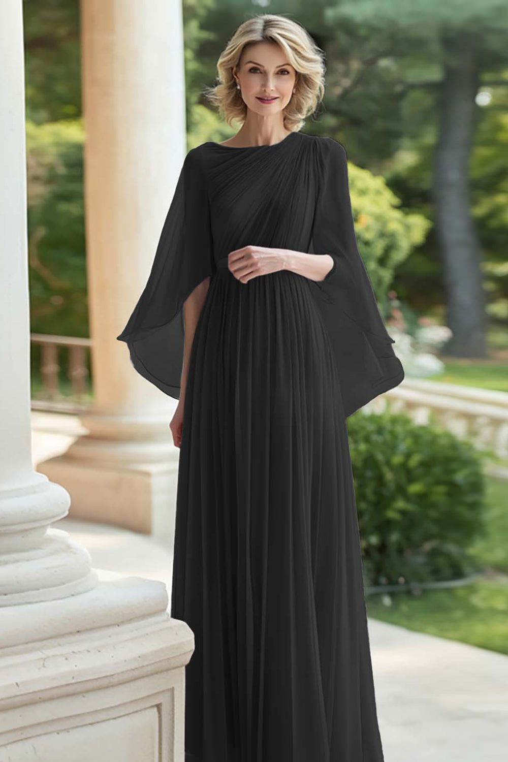 Pleated Lilac A Line Chiffon Mother of the Bride Dress