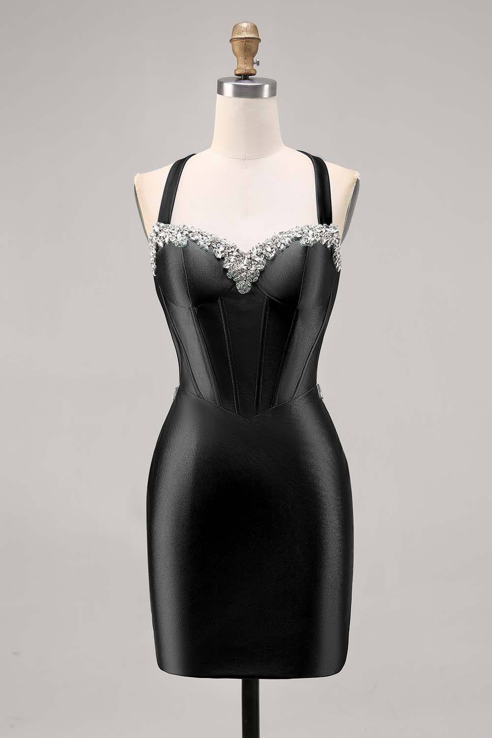 Corset Satin Bodycon Dark Green Cocktail Dress