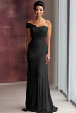 Light Khaki One Shoulder Pleated Sheath Formal Dress