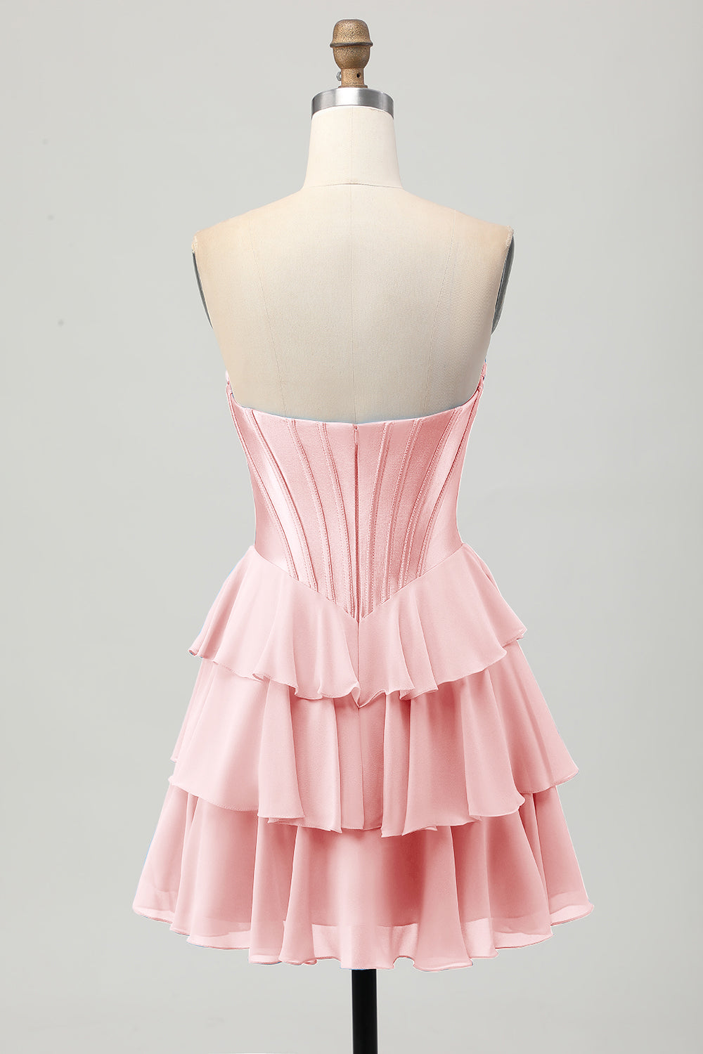 Yellow Strapless Corset A Line Tiered Cocktail Dress