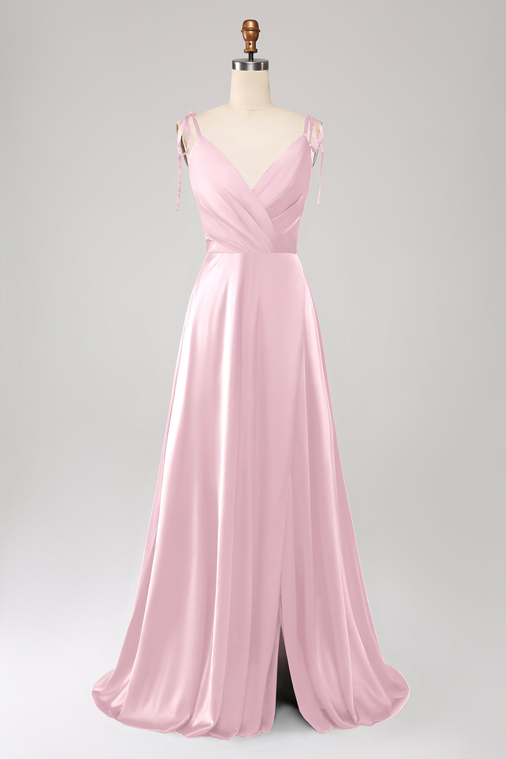 Simple Dark Green Spaghetti Straps Ruched Prom Dress with Slit
