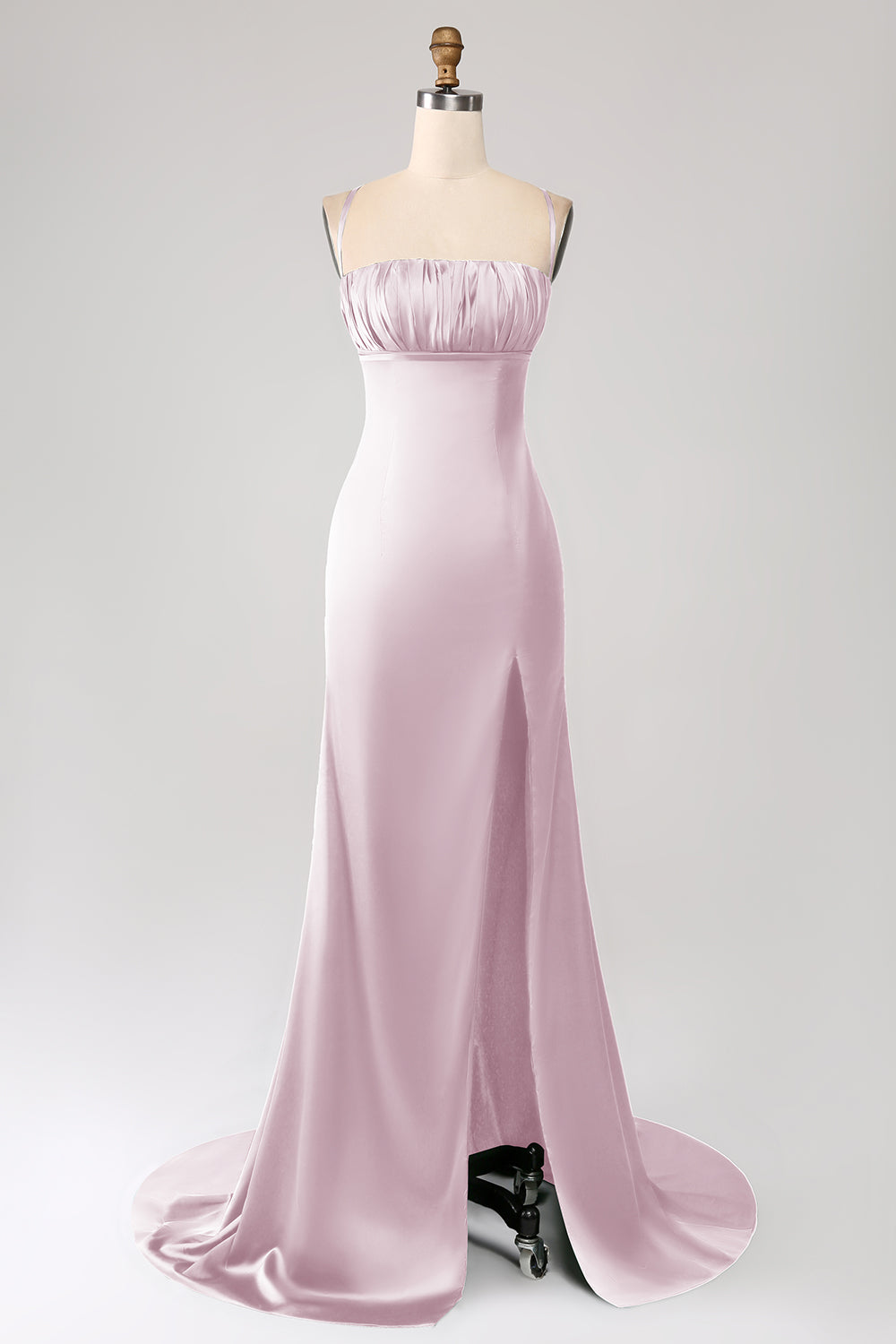 Dark Green Mermaid Spaghetti Straps Satin Prom Dress