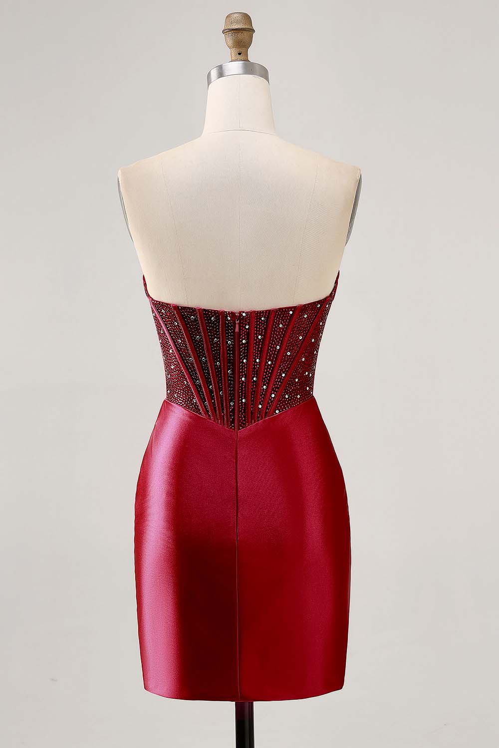 Sparkly Fuchsia Corset Tight Satin Short Prom Dress