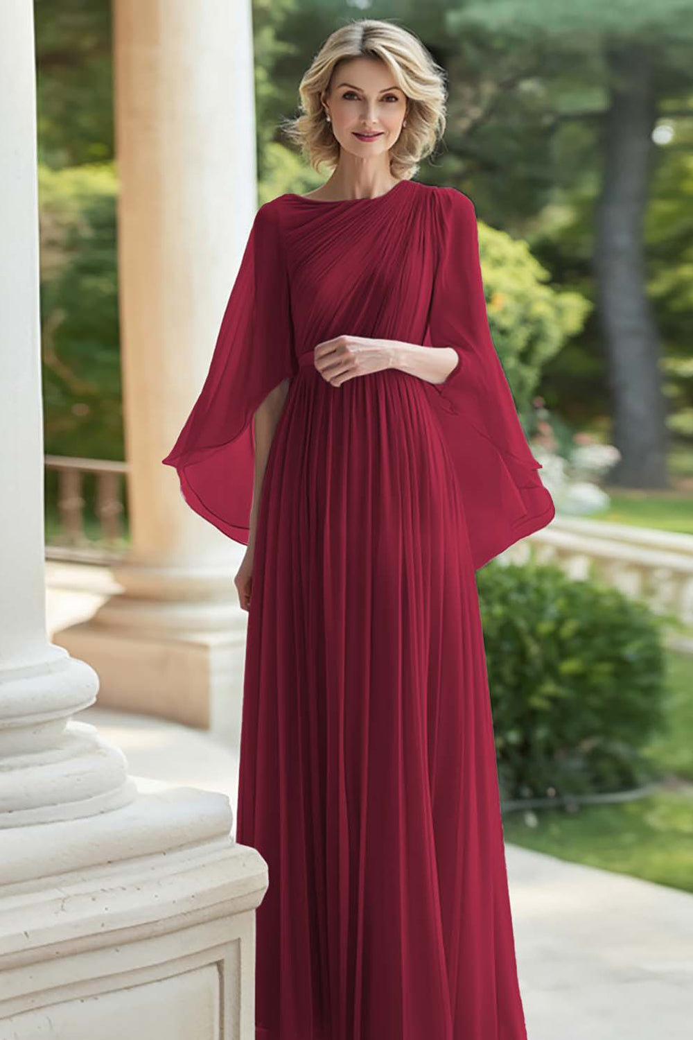 Pleated Lilac A Line Chiffon Mother of the Bride Dress