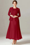 Champagne A-Line Satin 2-Piece Mother of the Bride Dress